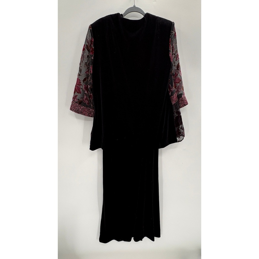 R&M Richards Black Velvet Maxi Dress & Floral Burnout Jacket Set 2PC Formal - Picture 7 of 16